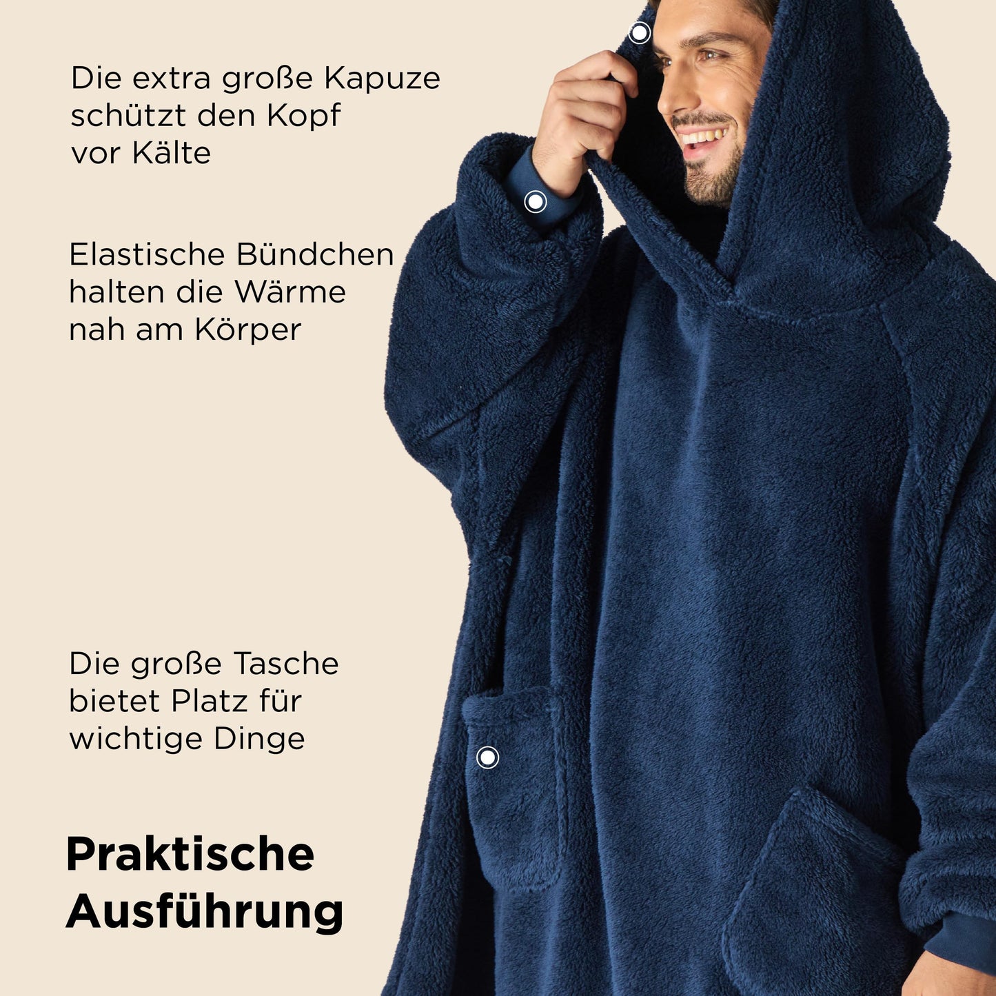 Flauschige Sherpa-Fleece-Tragedecke mit Ärmeln