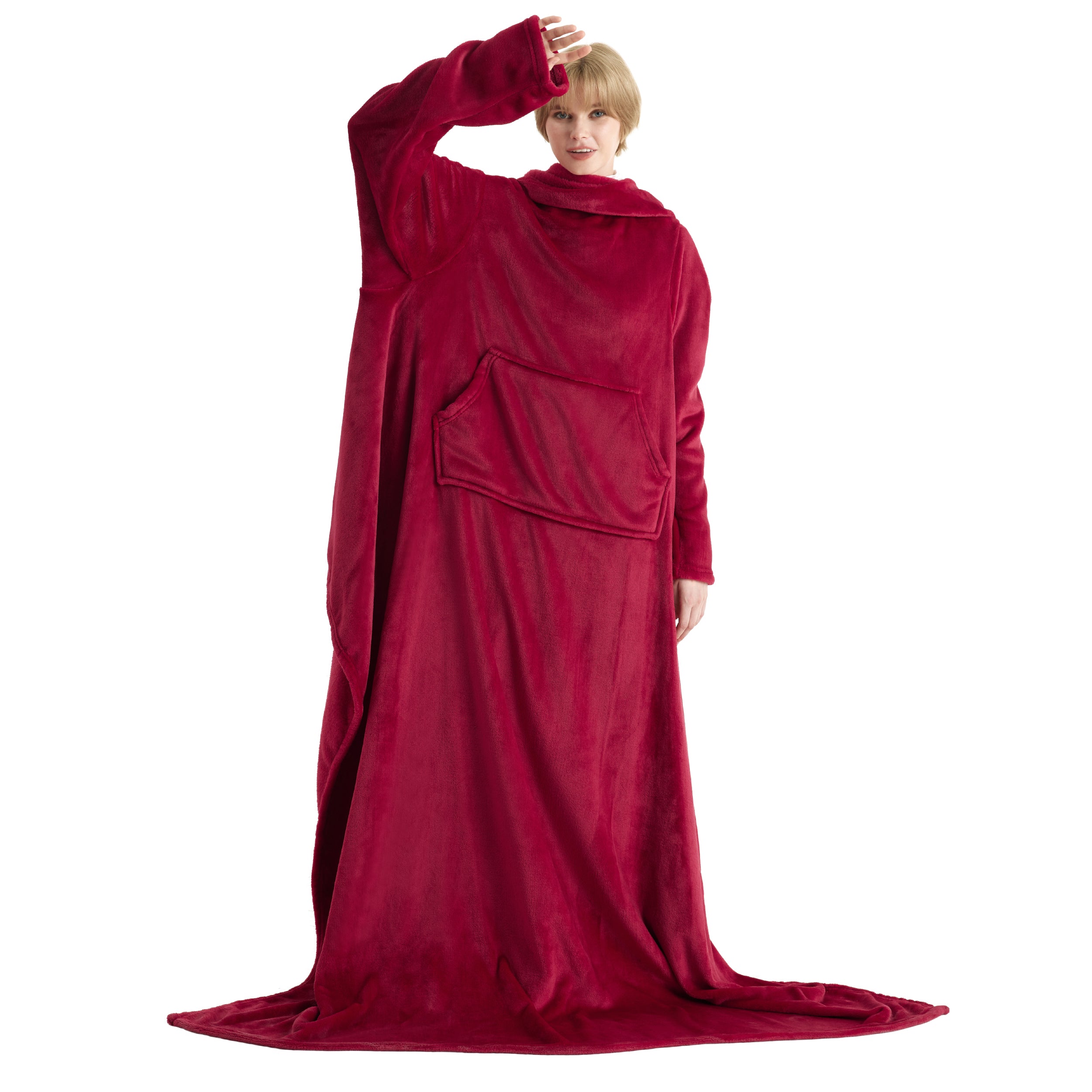 Tragbare Fleece Decke mit Ärmeln