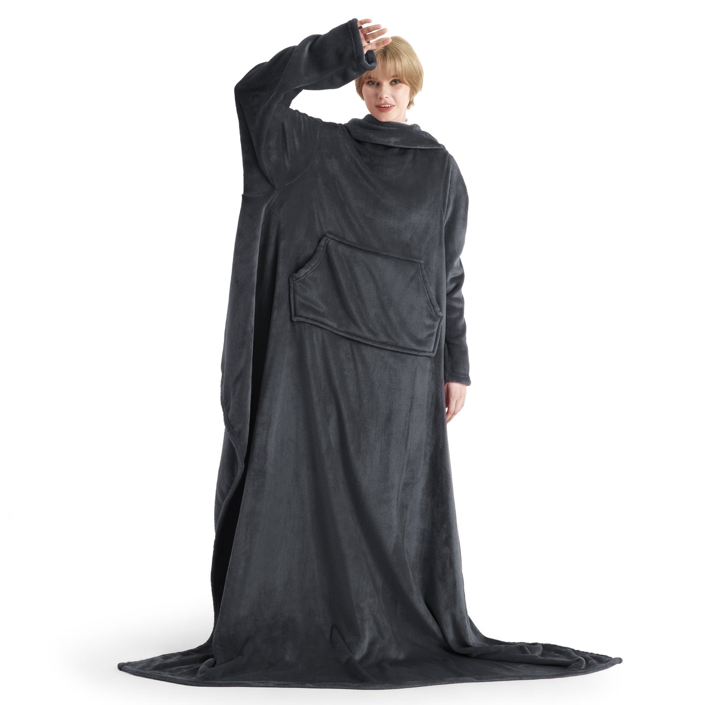 Tragbare Fleece Decke mit Ärmeln