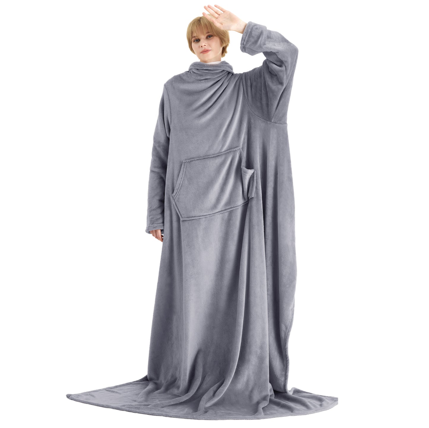 Tragbare Fleece Decke mit Ärmeln