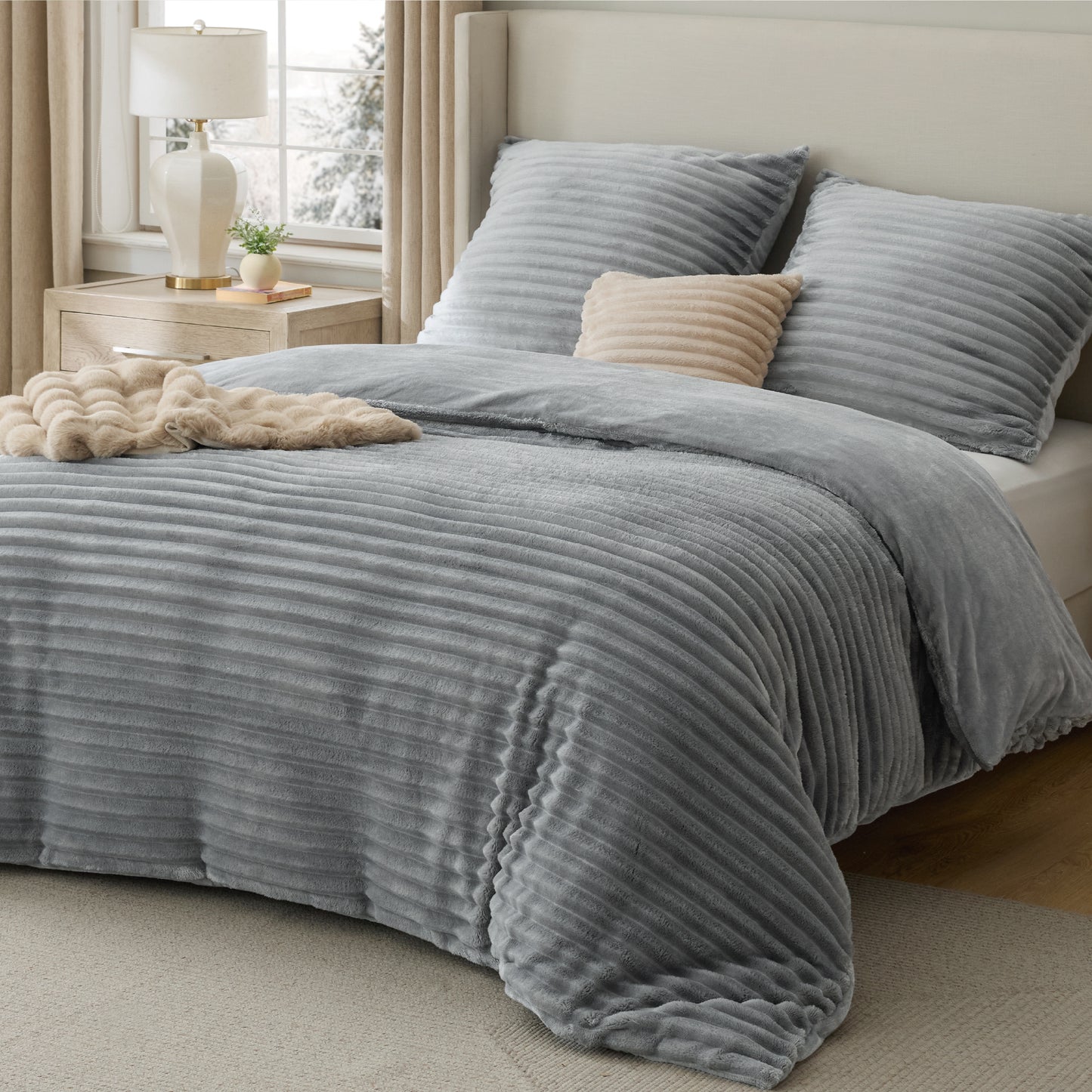 Flanell-Bettwäsche-Set mit Streifenmuster
