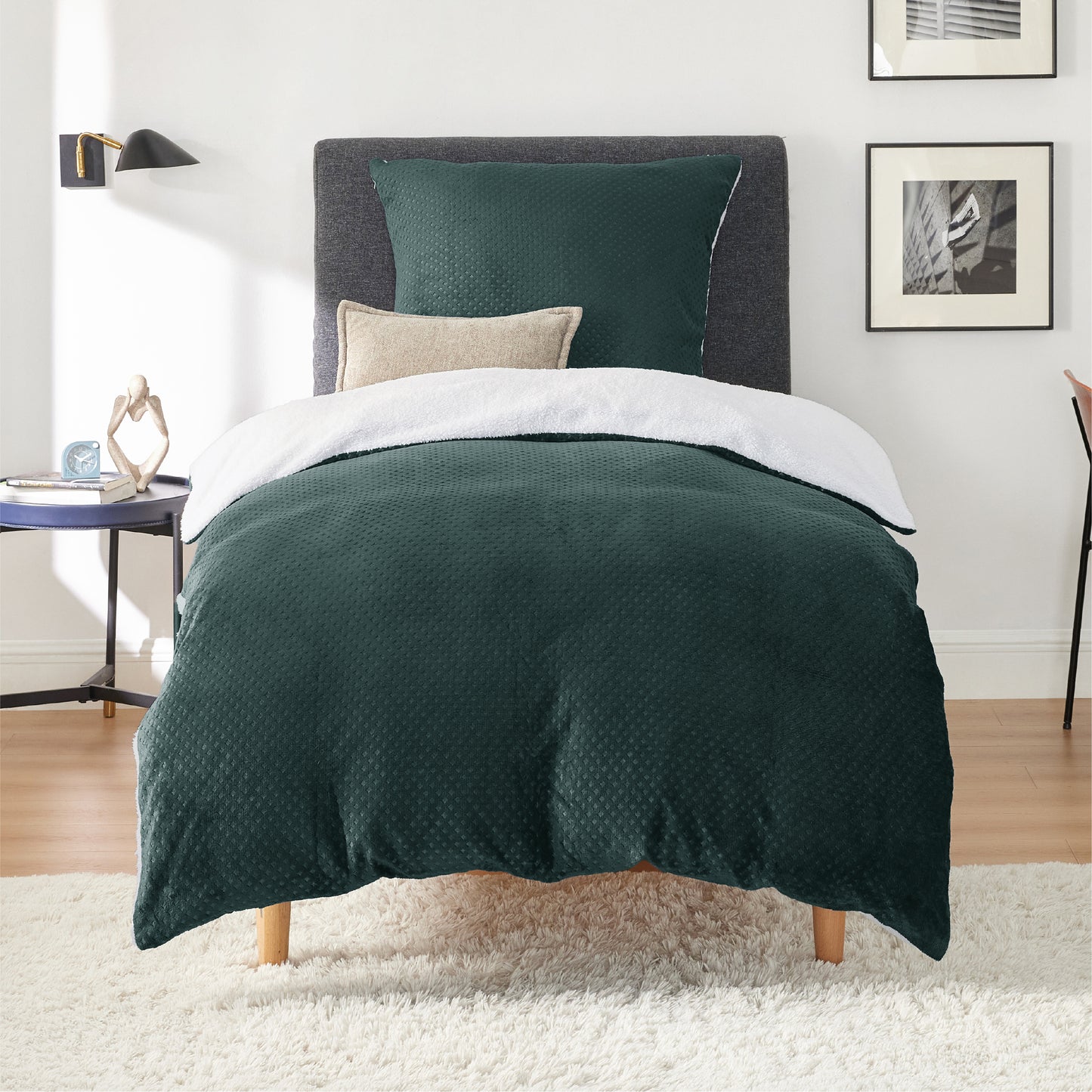Flauschiges Fleece Bettwäsche Set mit Waffelstruktur