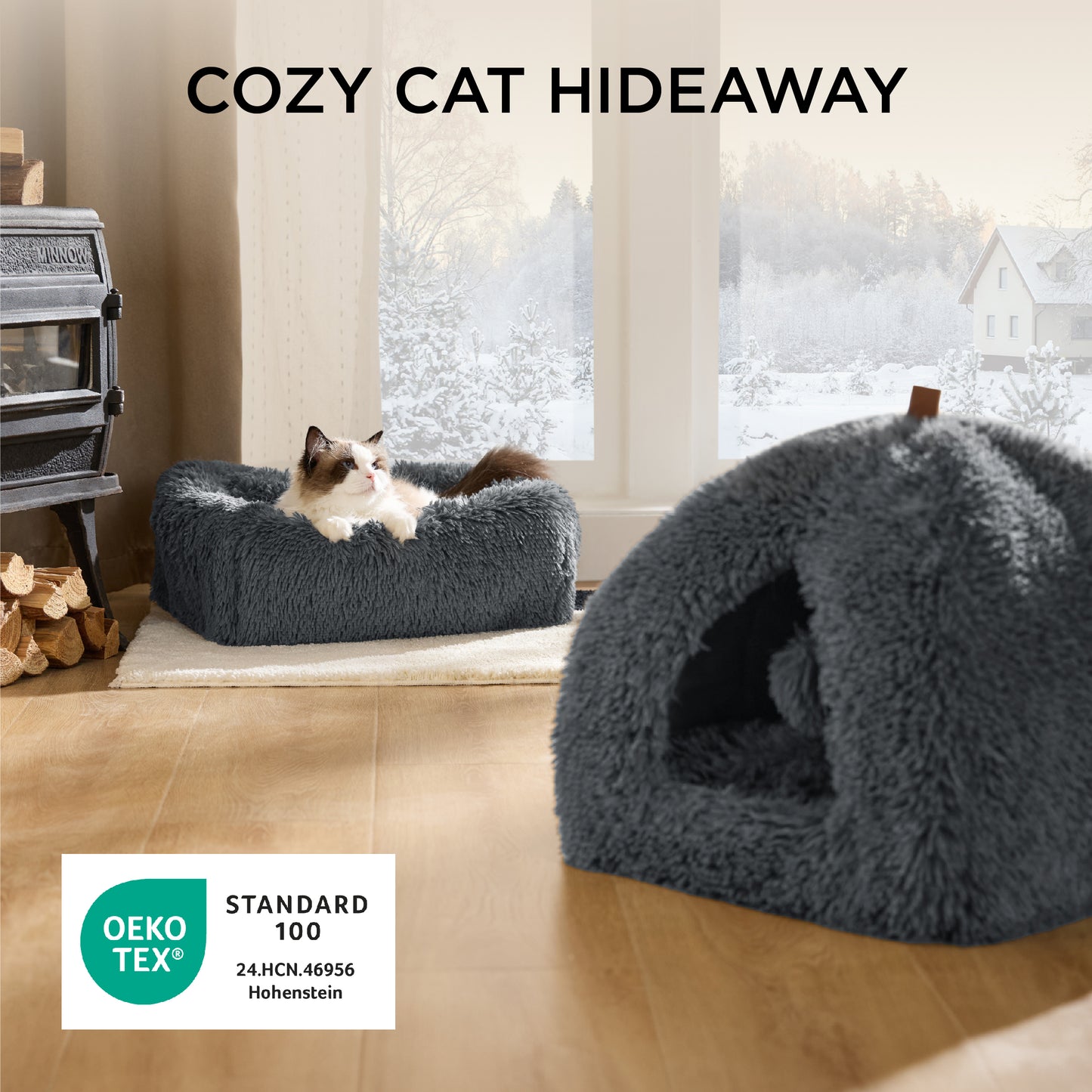 Gemütliches Höhlen-Plüschzelt für Katzen