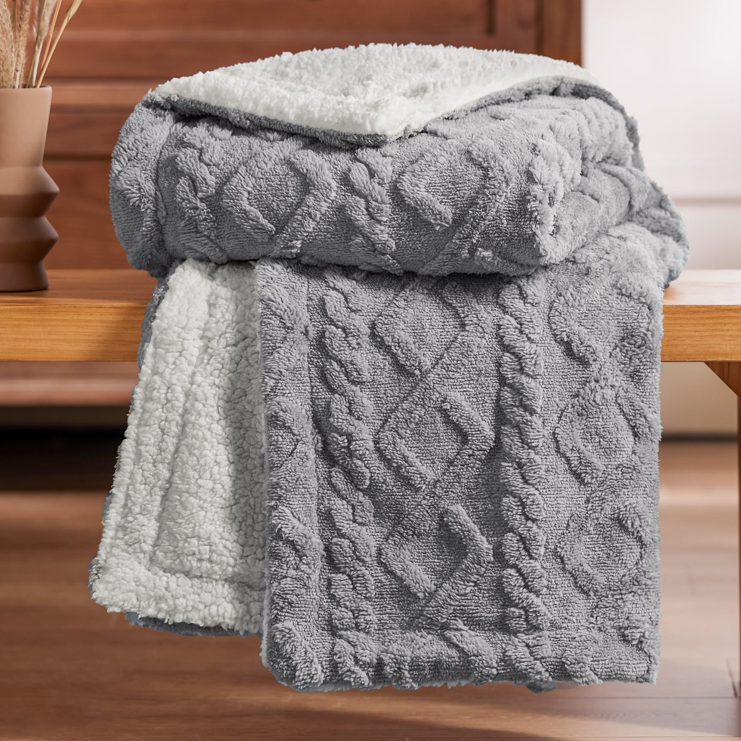 Sherpa Kuscheldecke für Sofa