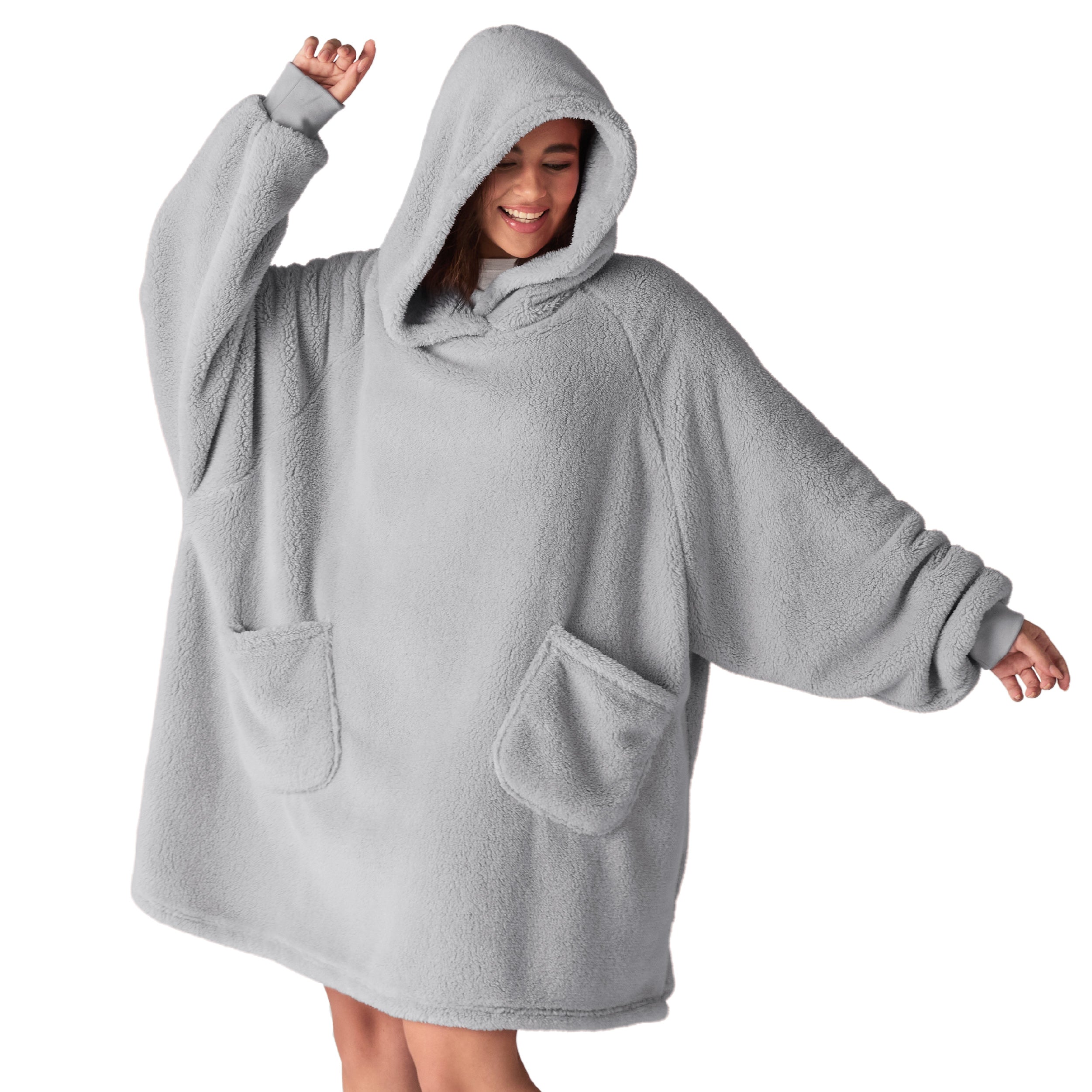 Sherpa Hoodie Decke mit Ärmeln