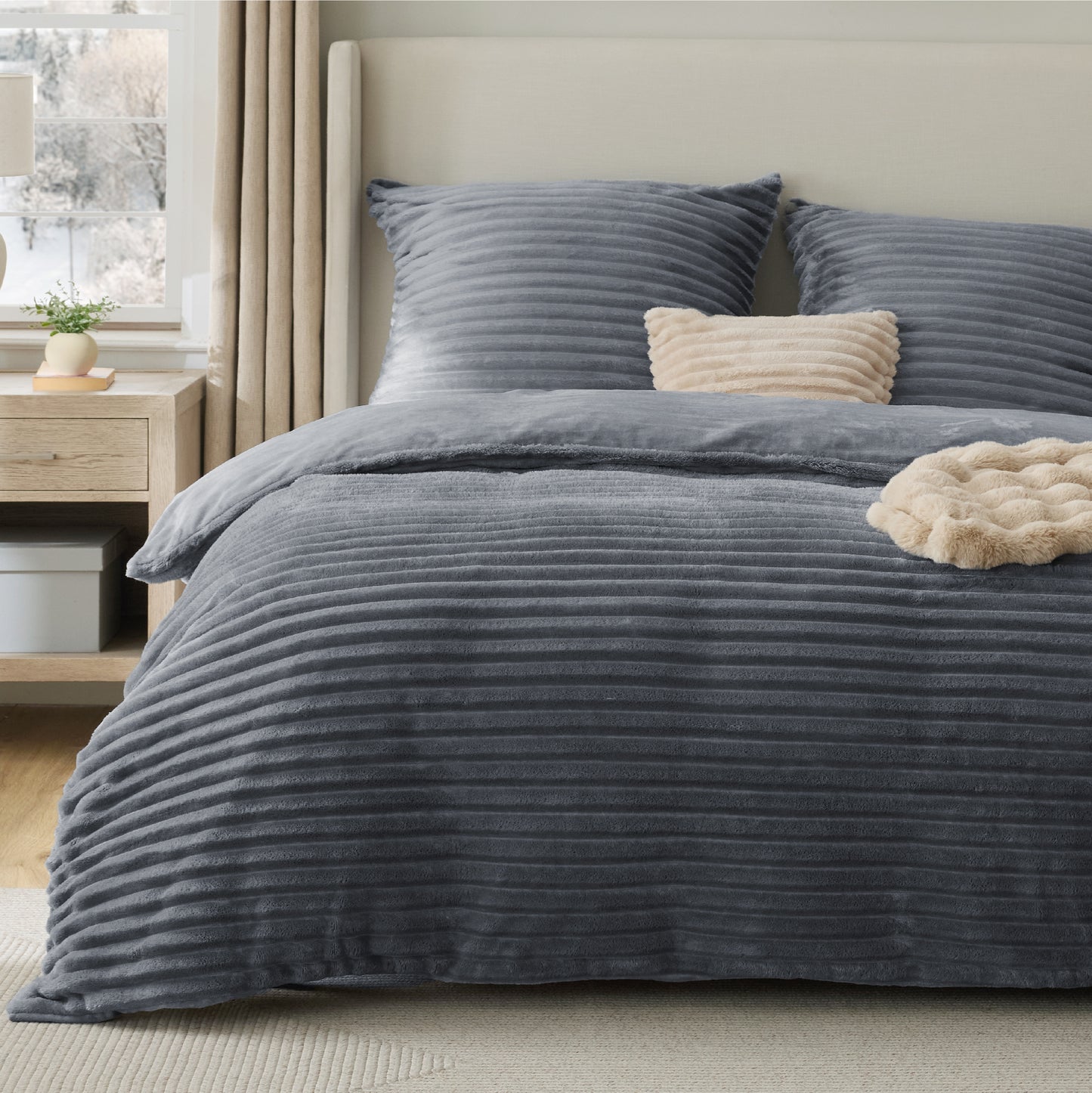 Flanell-Bettwäsche-Set mit Streifenmuster