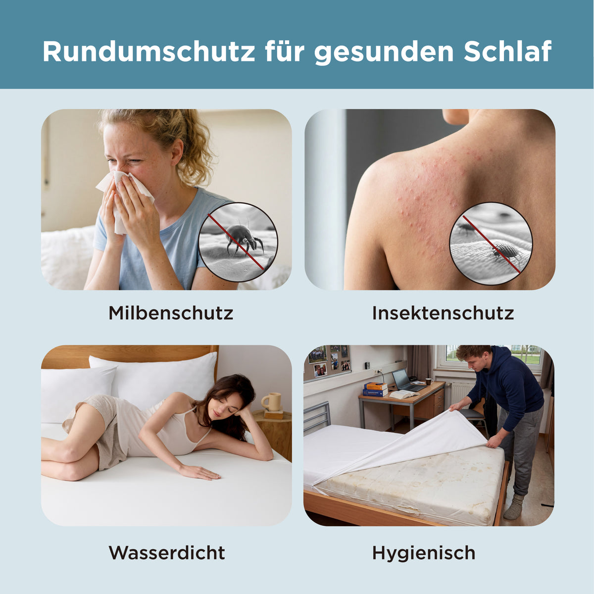 Wasserdichter Matratzenschoner mit Milbenschutz