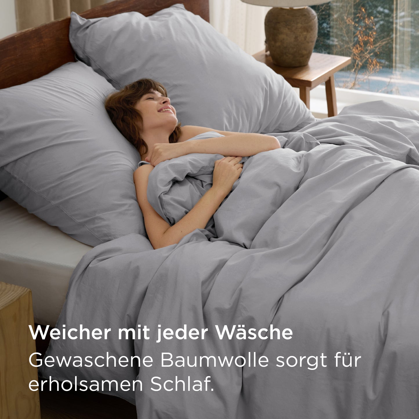 Gewaschene Baumwolle Uni Bettwäsche Set