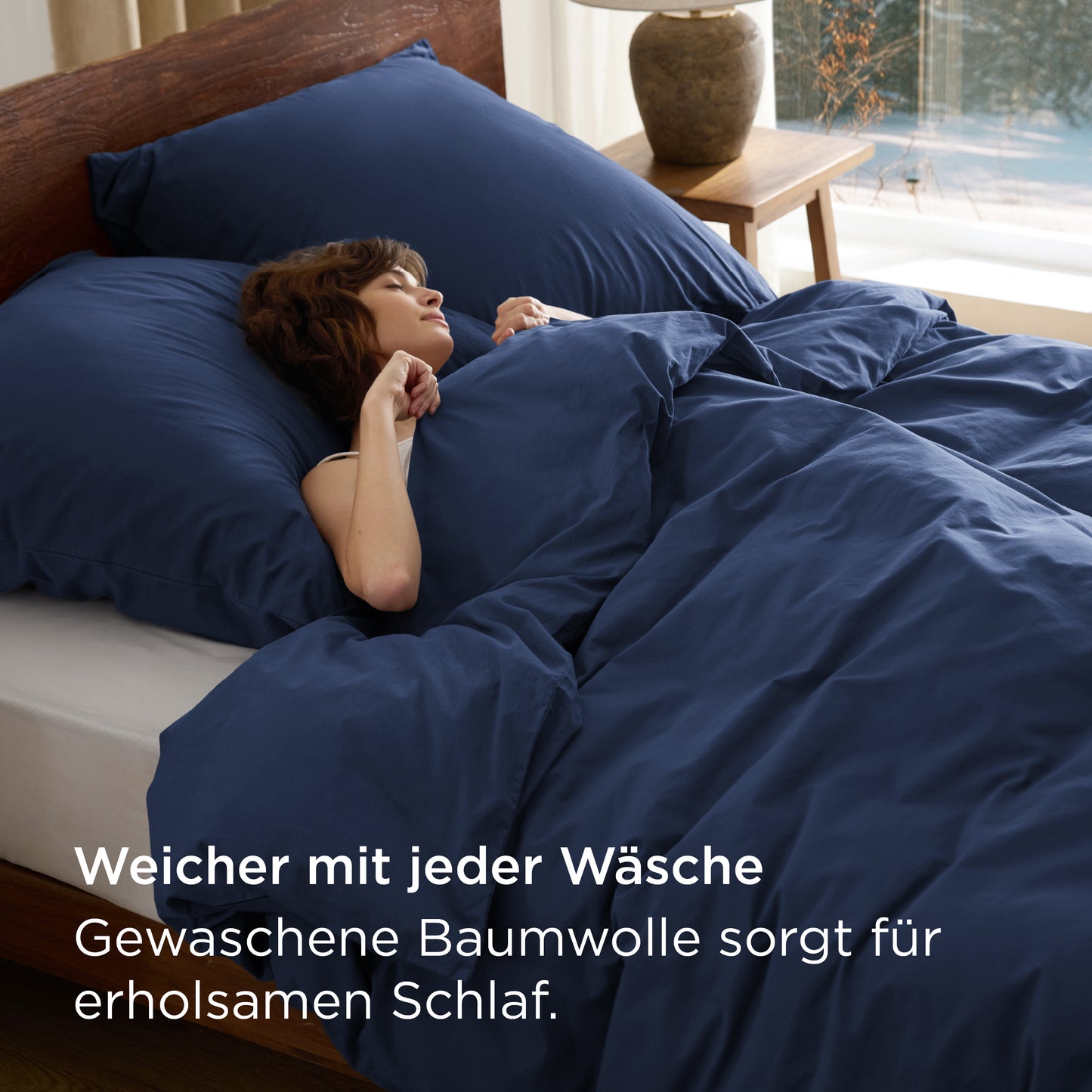 Gewaschene Baumwolle Uni Bettwäsche Set