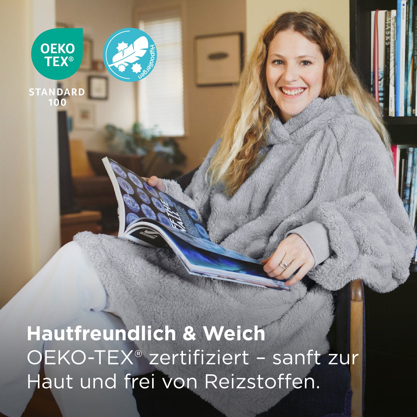 Sherpa Hoodie Decke mit Ärmeln