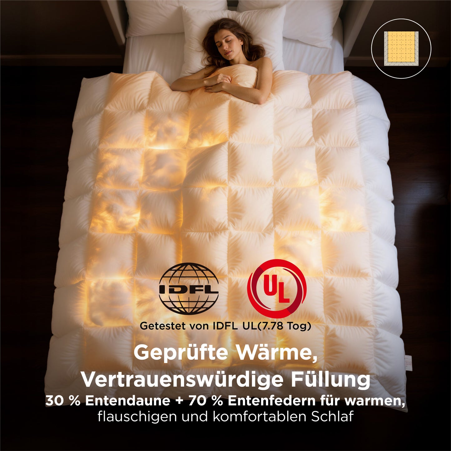 Daunenbettdecke – 30% Daunen, Baumwoll-Mischbezug