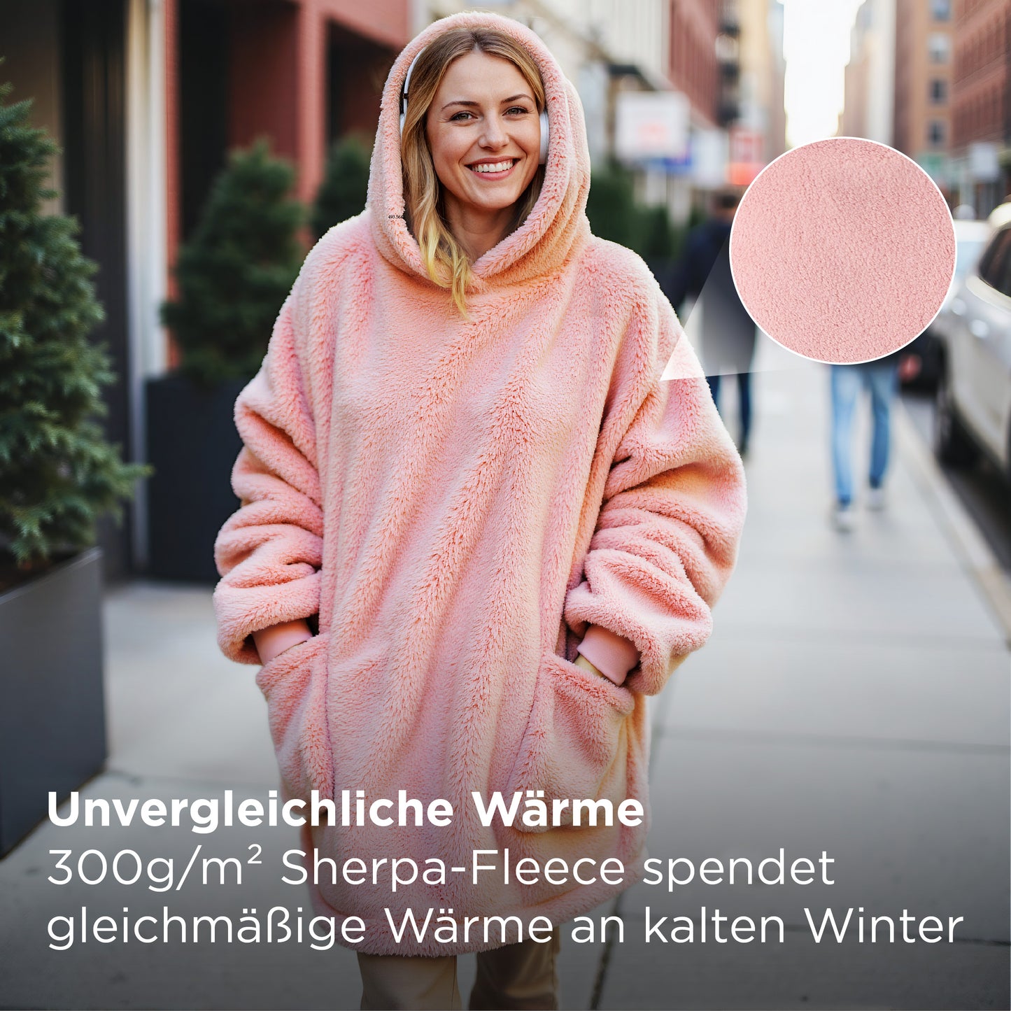 Sherpa Hoodie Decke mit Ärmeln