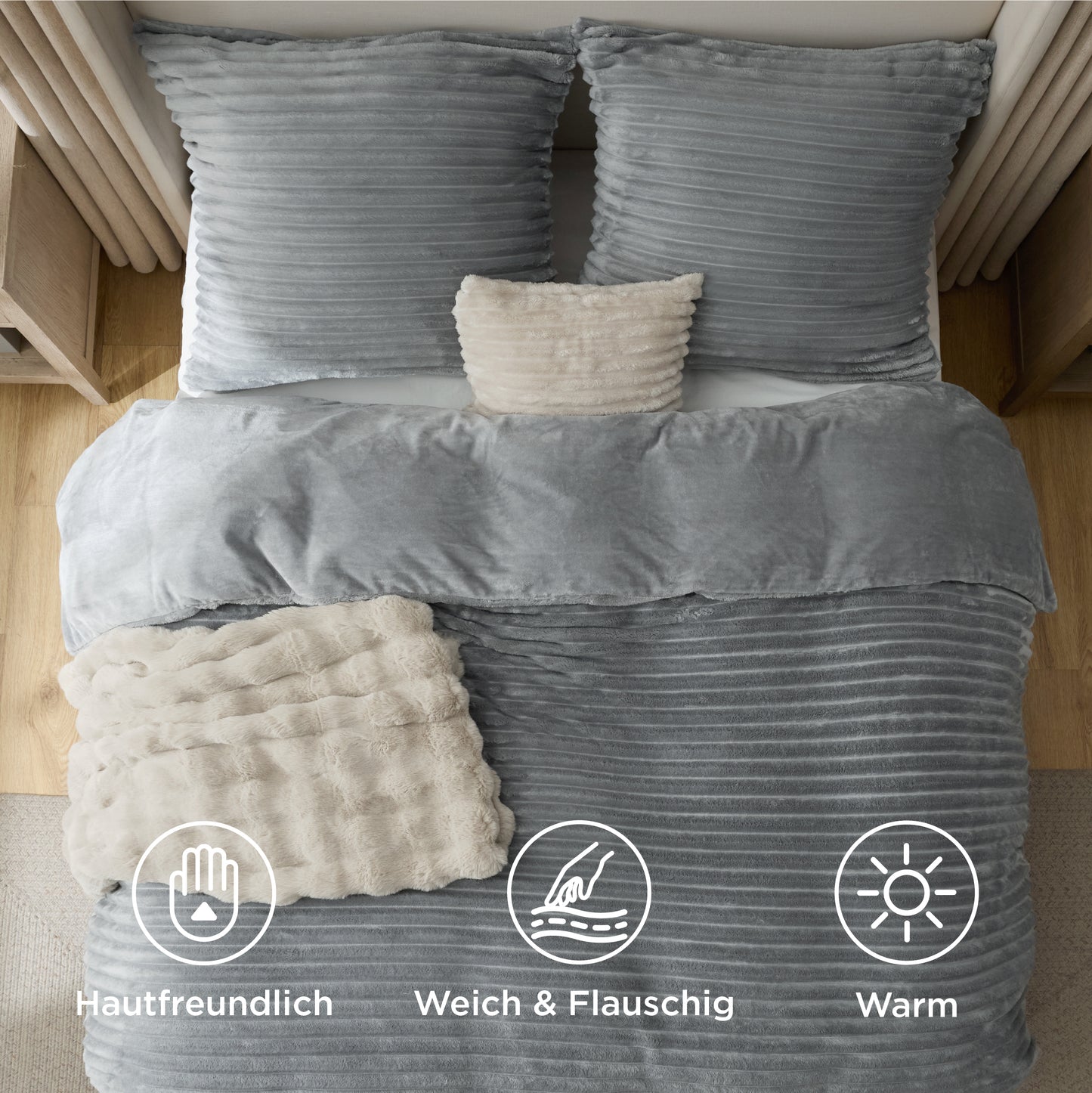 Flanell-Bettwäsche-Set mit Streifenmuster