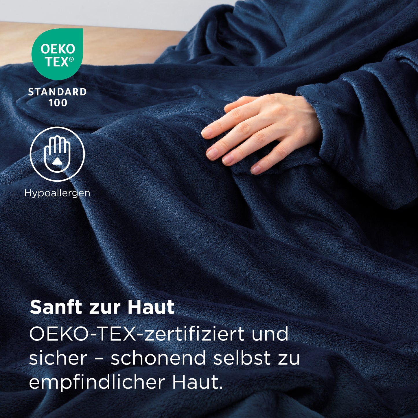Tragbare Fleece Decke mit Ärmeln