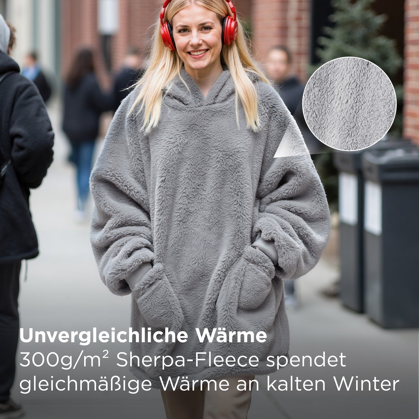 Sherpa Hoodie Decke mit Ärmeln