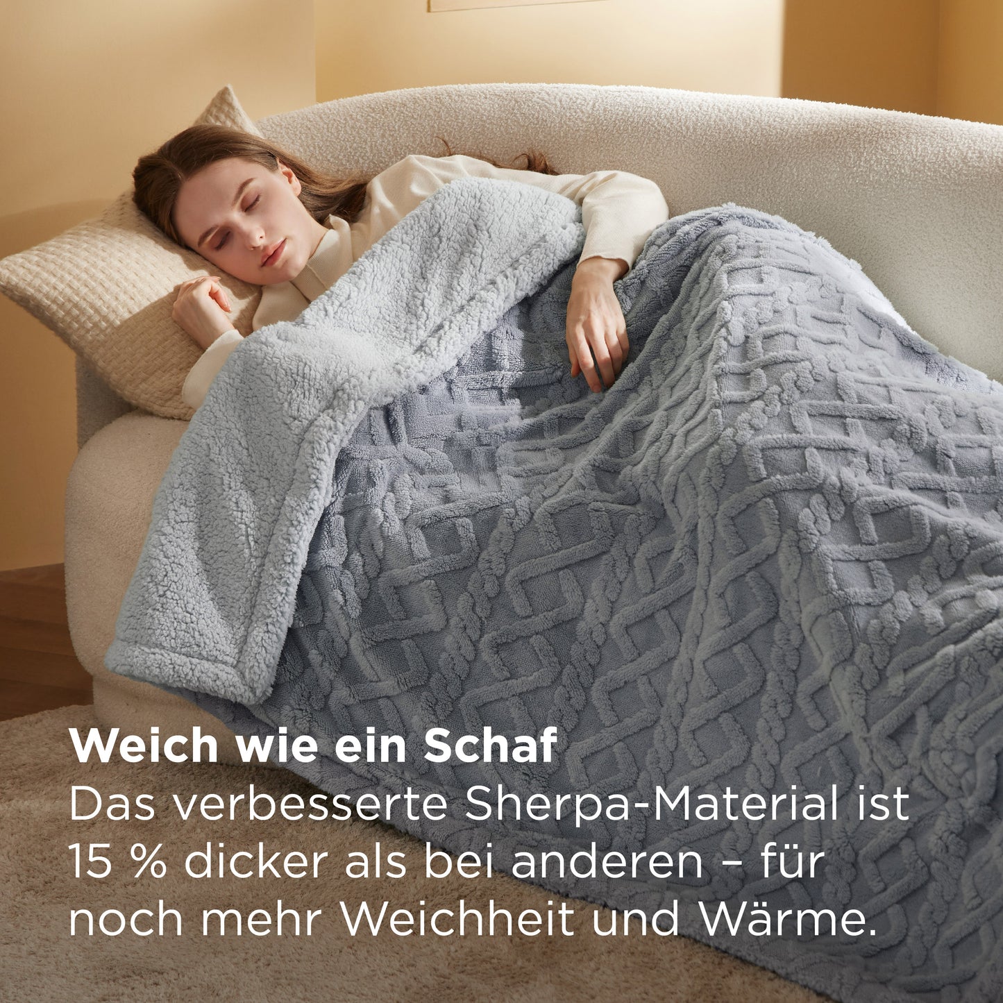Sherpa Kuscheldecke für Sofa