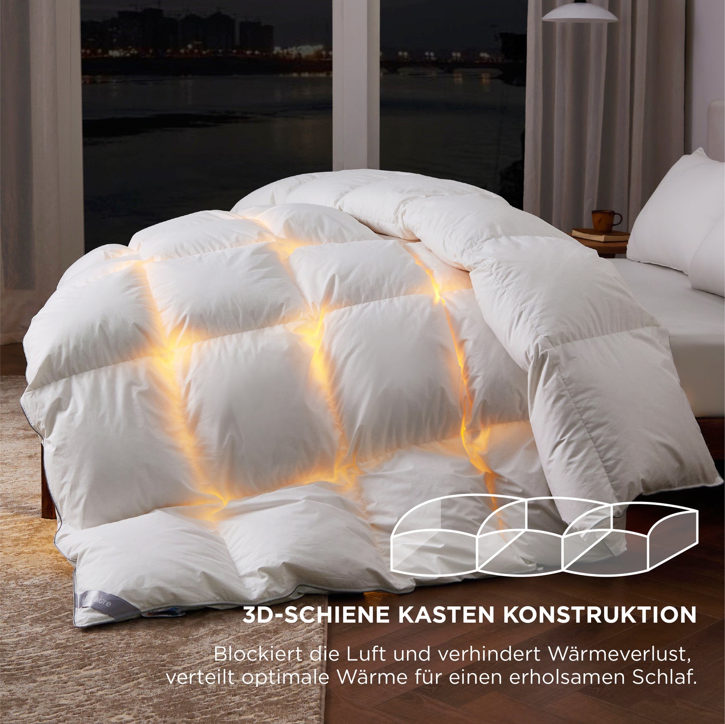 Daunenbettdecke – 90% Daunen, Bezug aus 100% Baumwolle