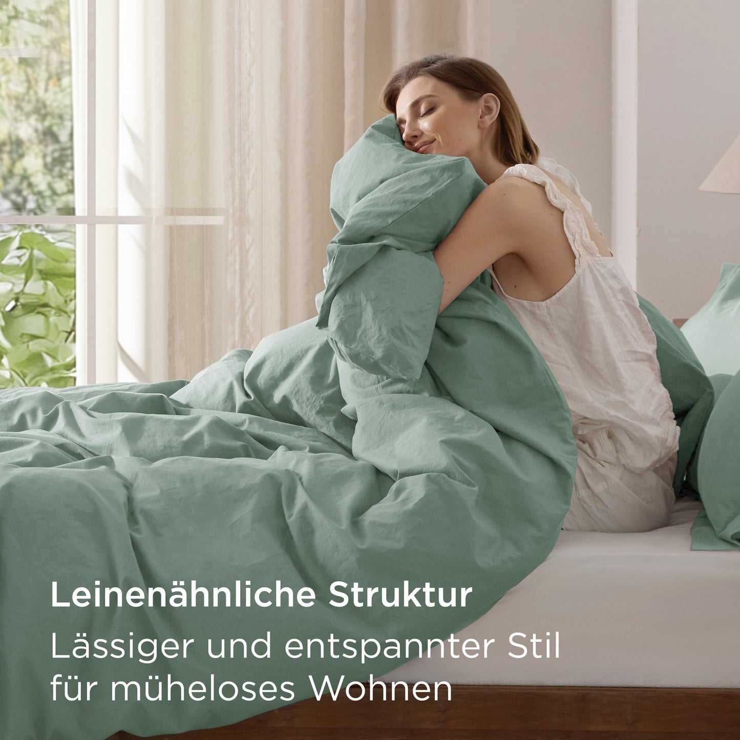 Gewaschene Baumwolle Uni Bettwäsche Set