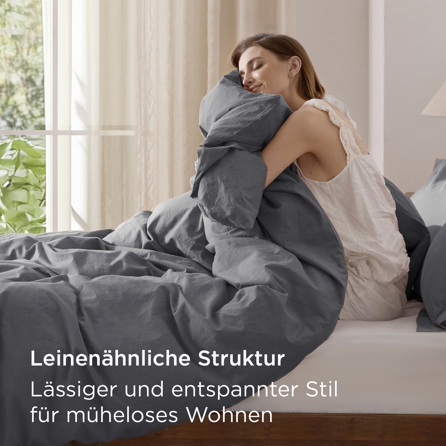Gewaschene Baumwolle Uni Bettwäsche Set