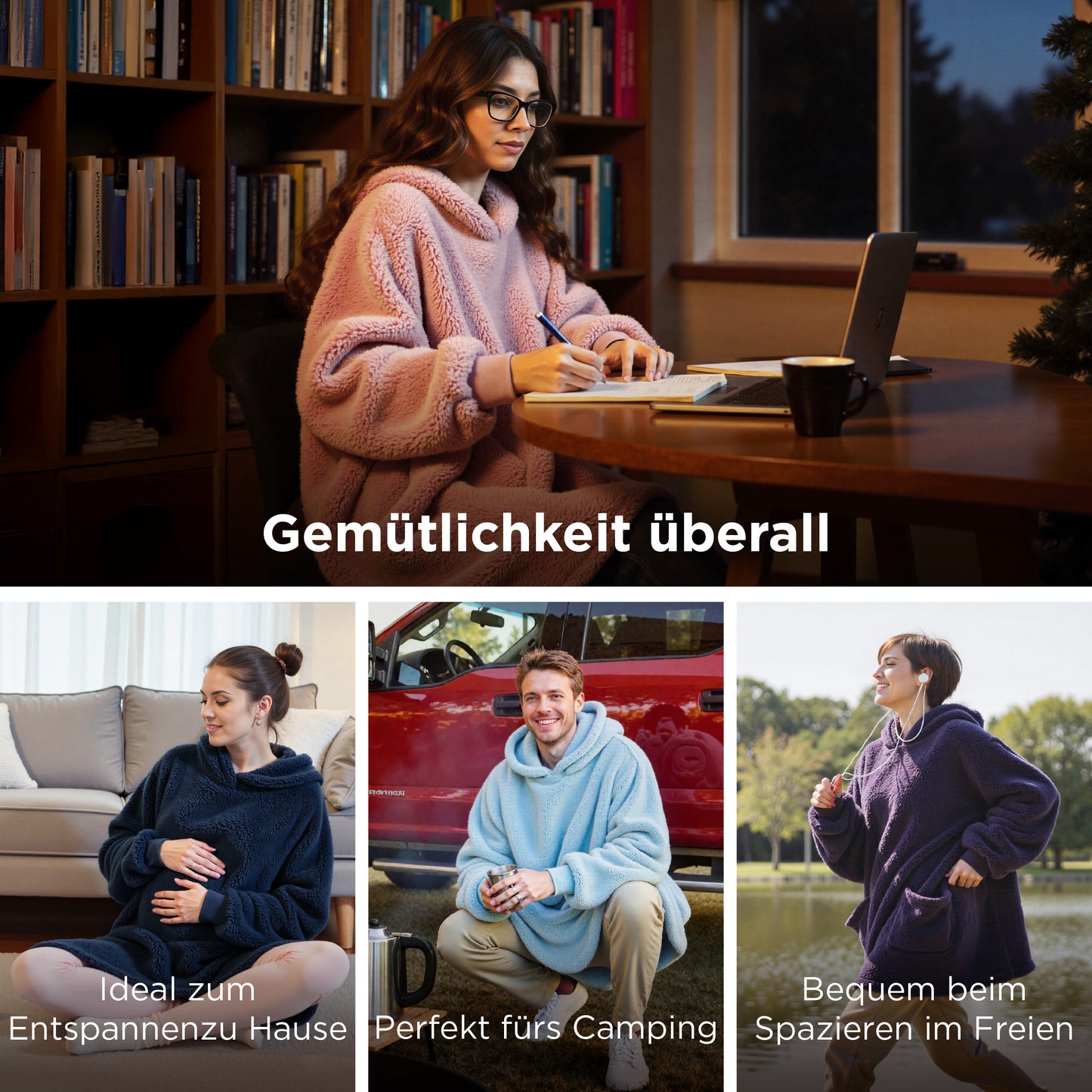 Sherpa Hoodie Decke mit Ärmeln