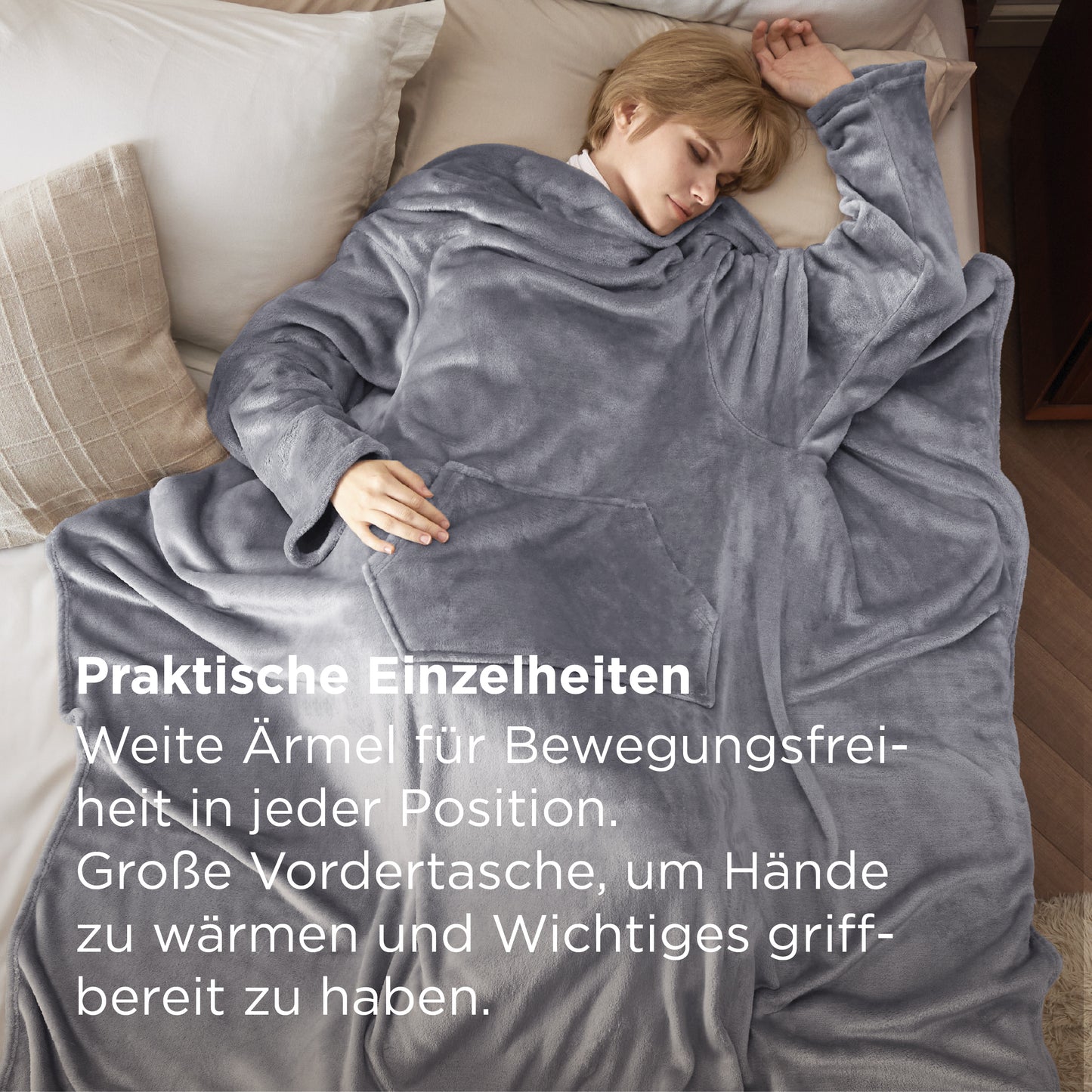 Tragbare Fleece Decke mit Ärmeln