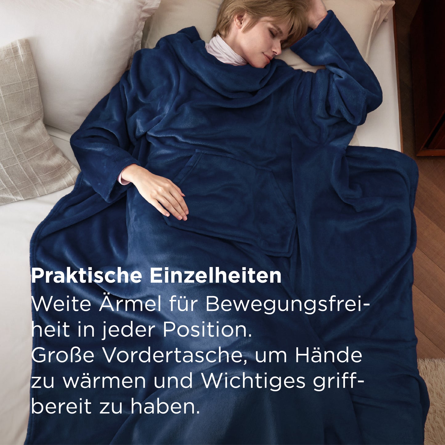 Tragbare Fleece Decke mit Ärmeln