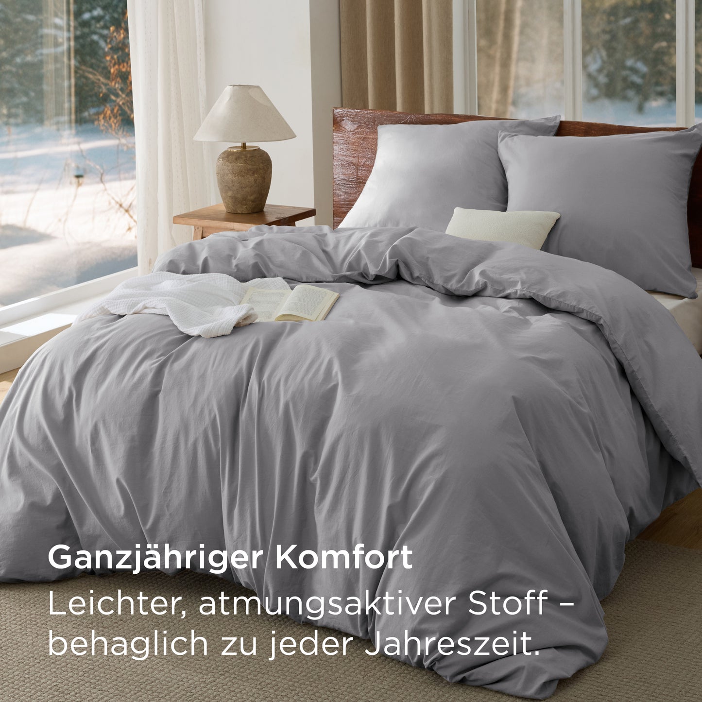 Gewaschene Baumwolle Uni Bettwäsche Set