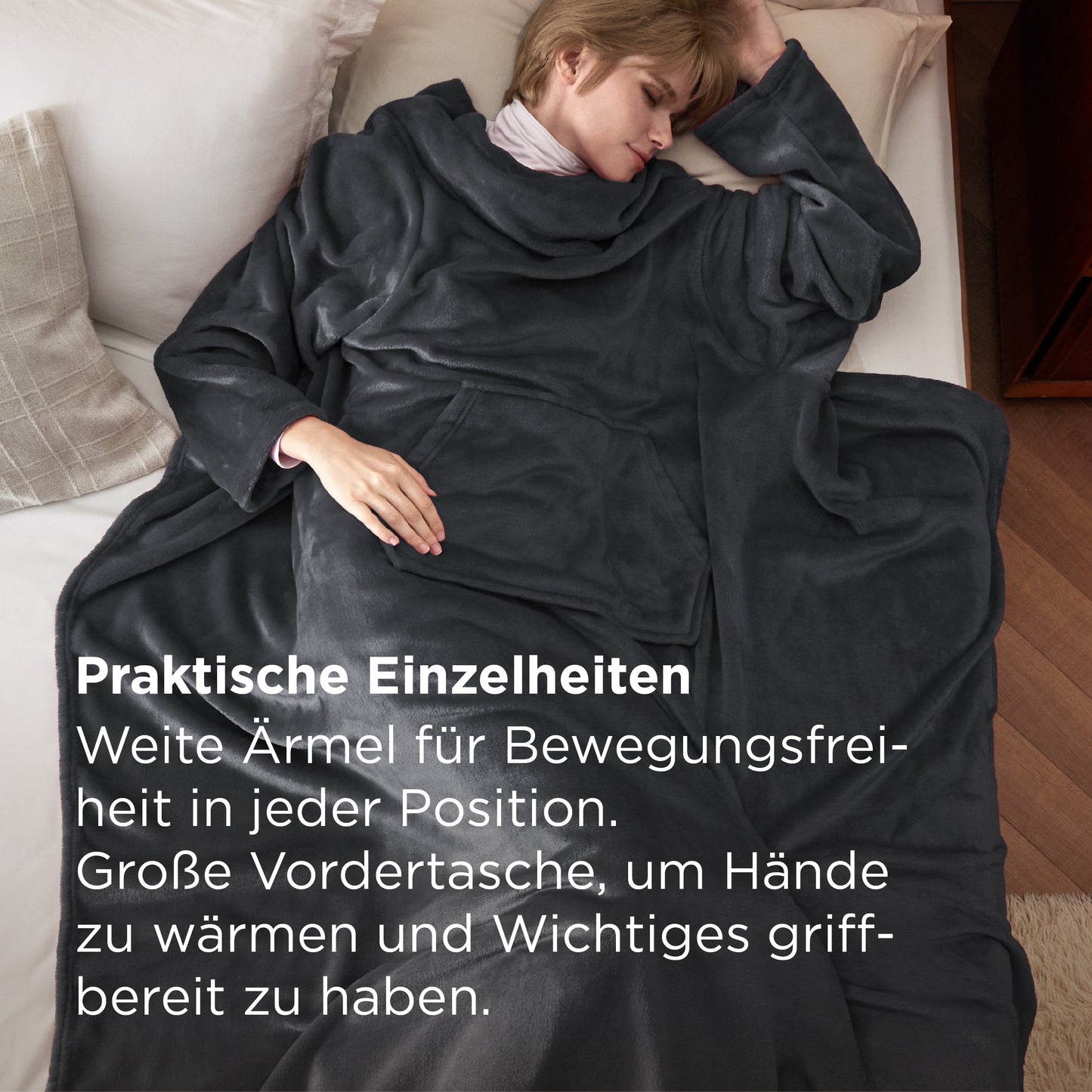 Tragbare Fleece Decke mit Ärmeln