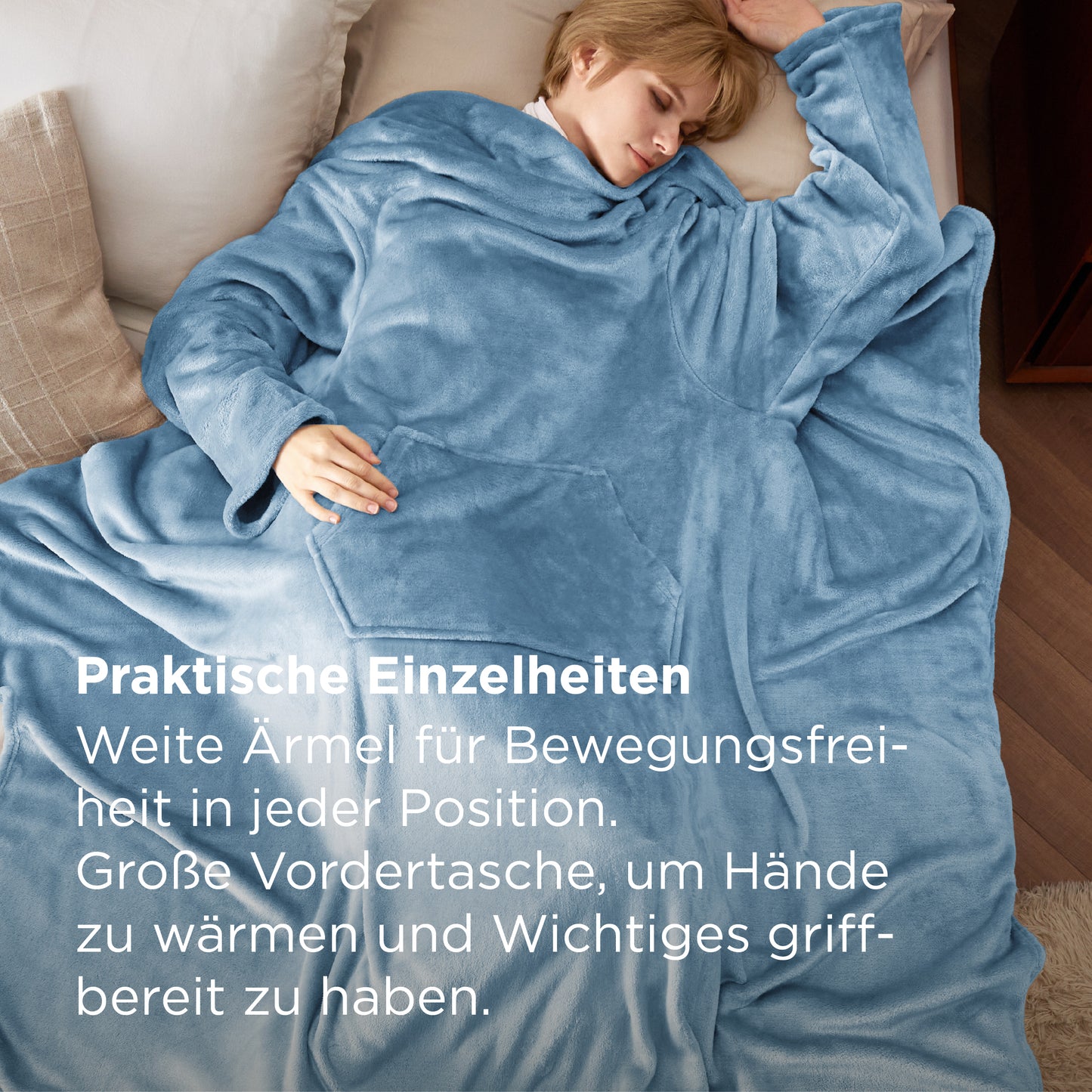 Tragbare Fleece Decke mit Ärmeln