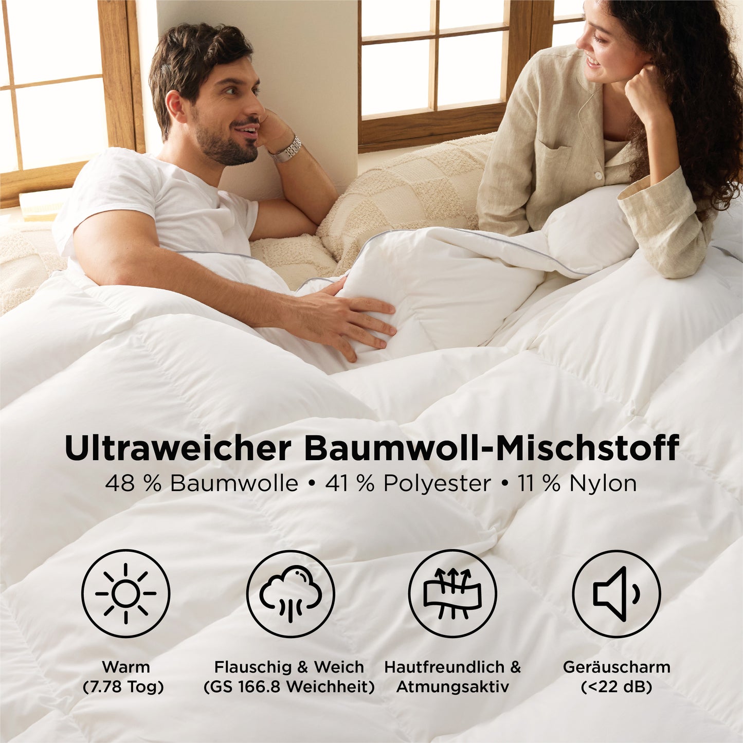 Daunenbettdecke – 30% Daunen, Baumwoll-Mischbezug