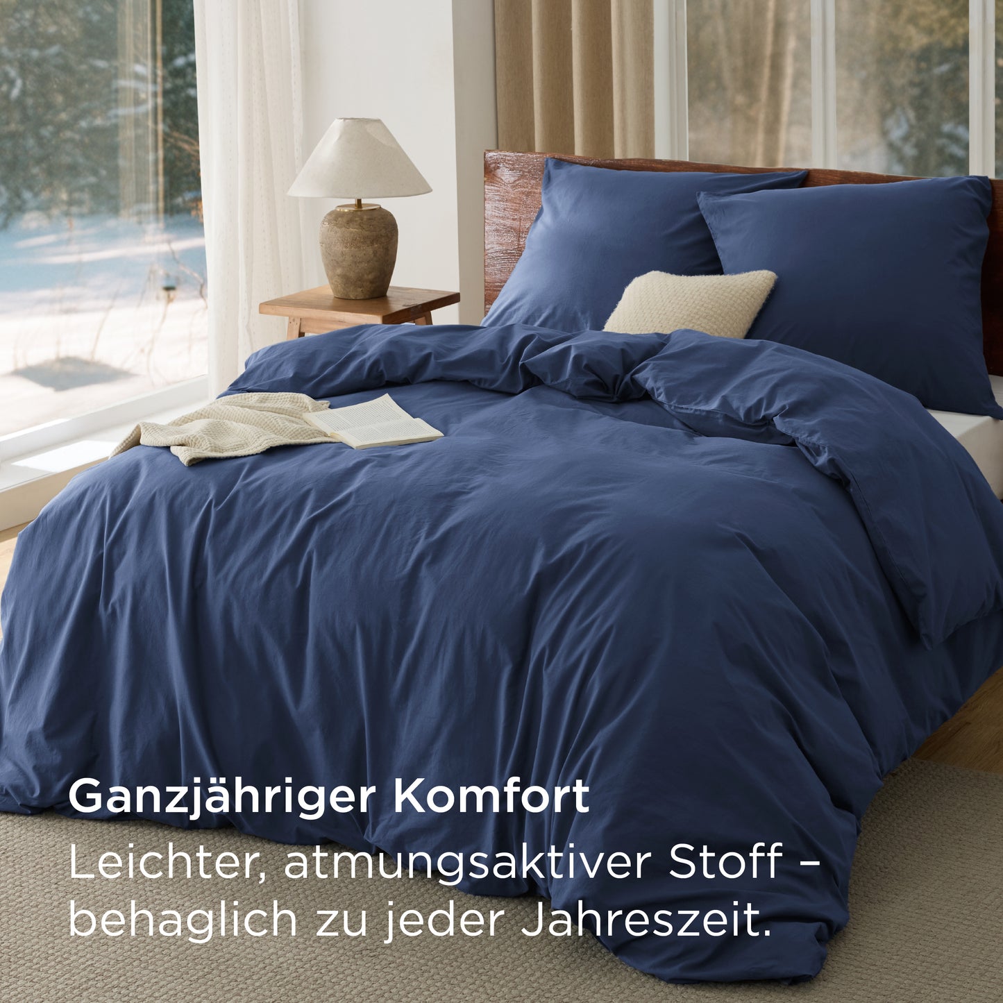 Gewaschene Baumwolle Uni Bettwäsche Set