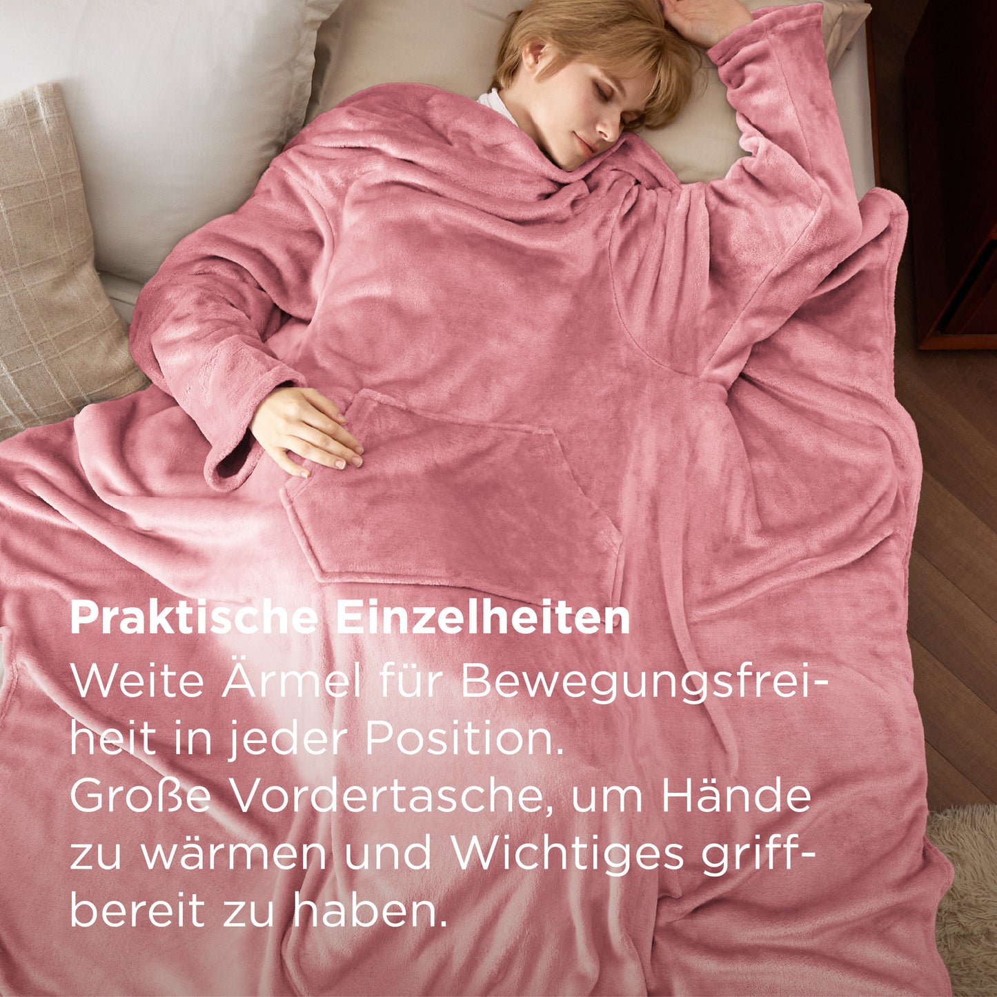 Tragbare Fleece Decke mit Ärmeln