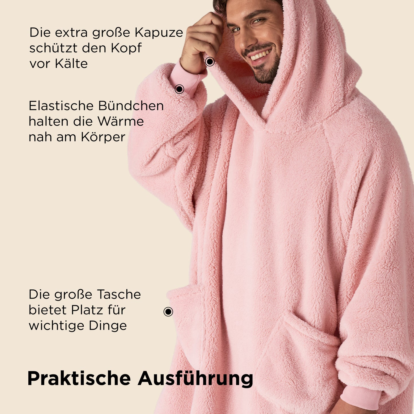 Sherpa Hoodie Decke mit Ärmeln