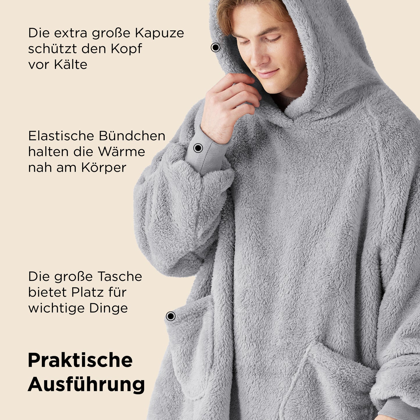 Sherpa Hoodie Decke mit Ärmeln