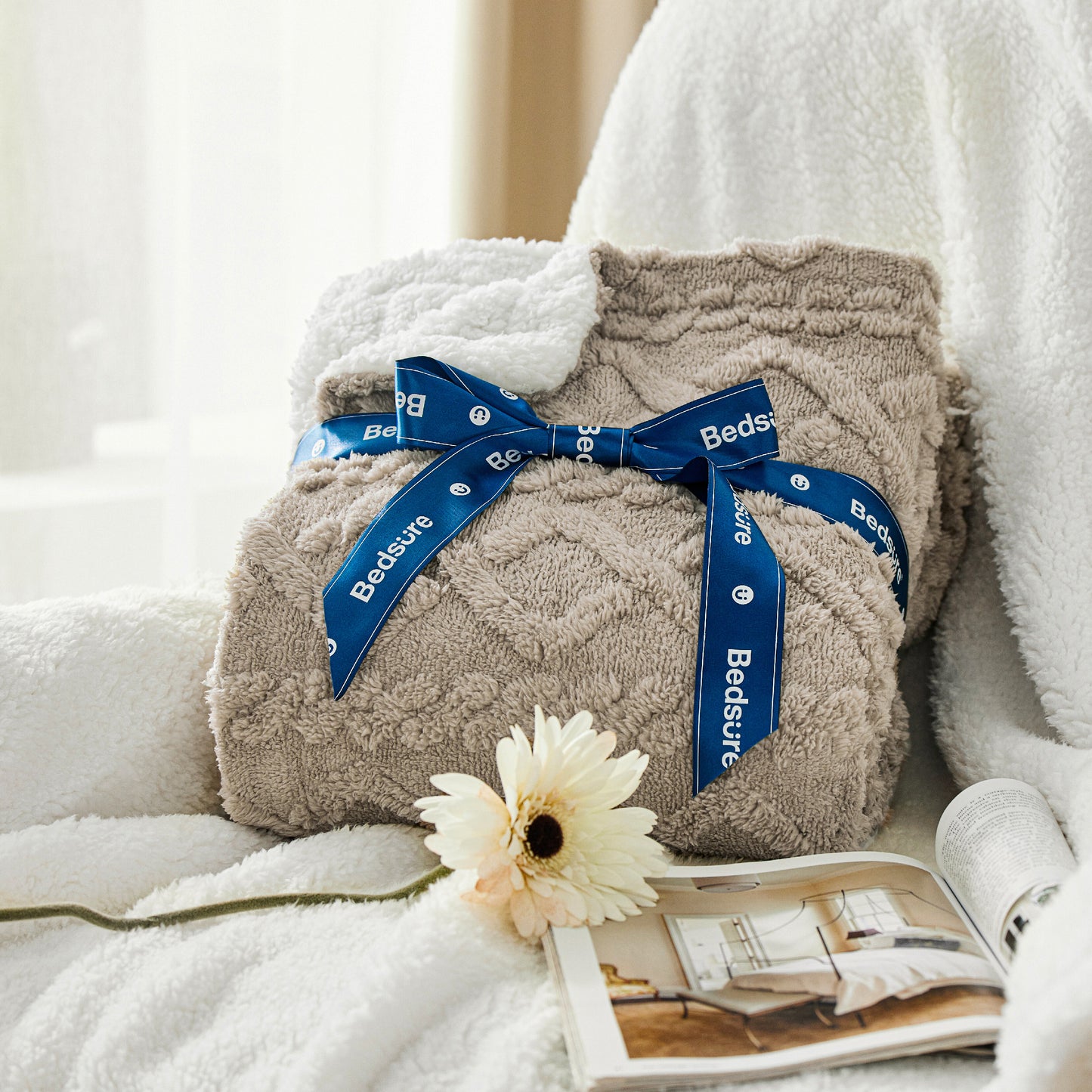 Sherpa Kuscheldecke für Sofa