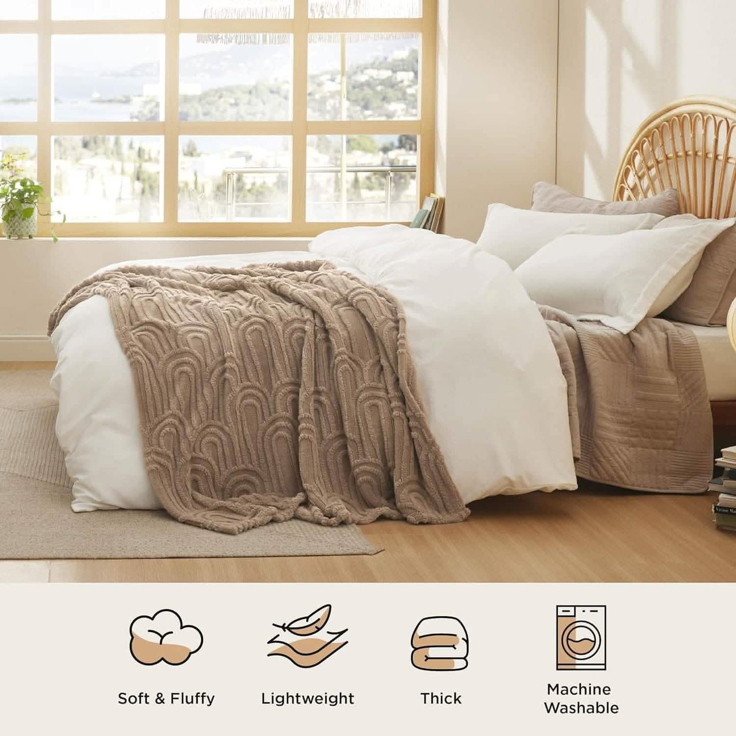 Bogen-Design Flauschige Sherpa Decke