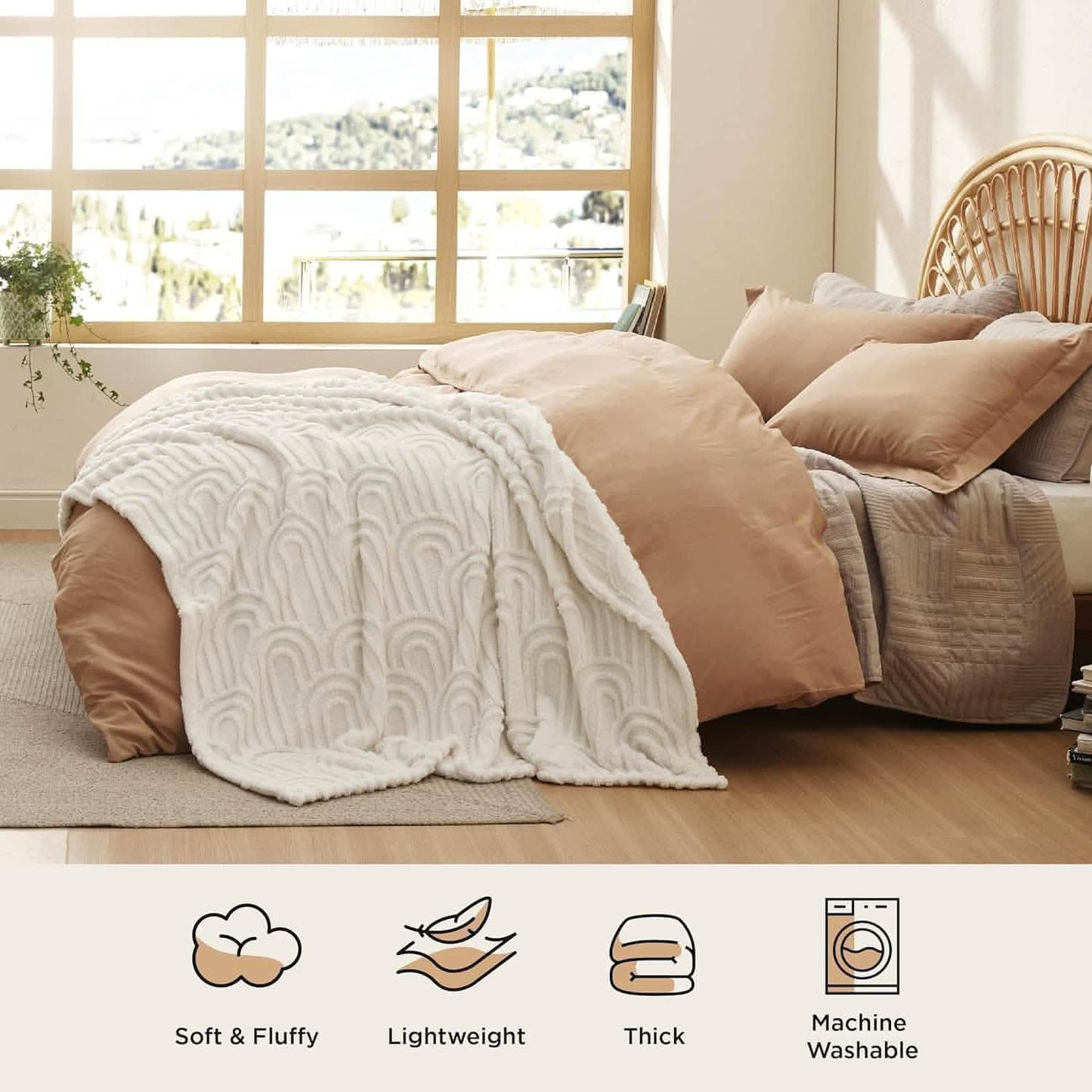 Bogen-Design Flauschige Sherpa Decke