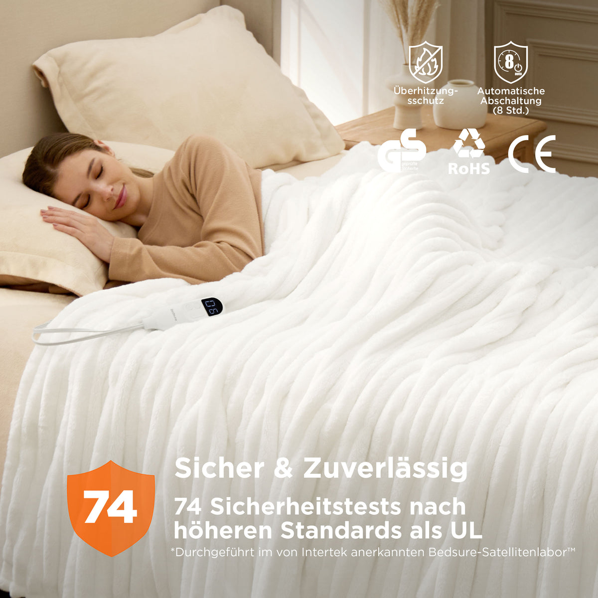 Gestreifte Flanell-Heizdecke