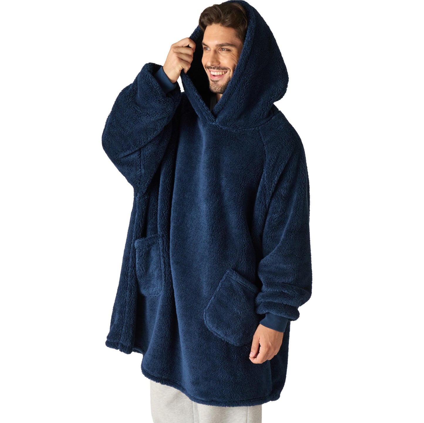 Flauschige Sherpa-Fleece-Tragedecke mit Ärmeln