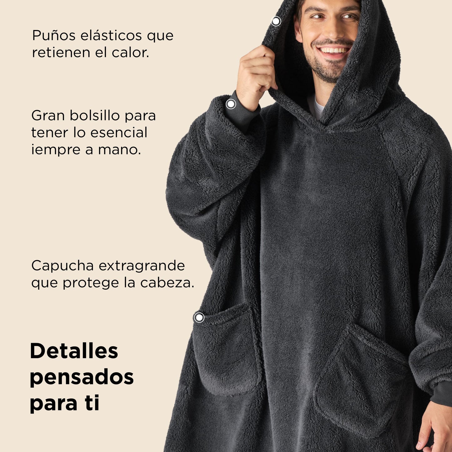 Flauschige Sherpa-Fleece-Tragedecke mit Ärmeln