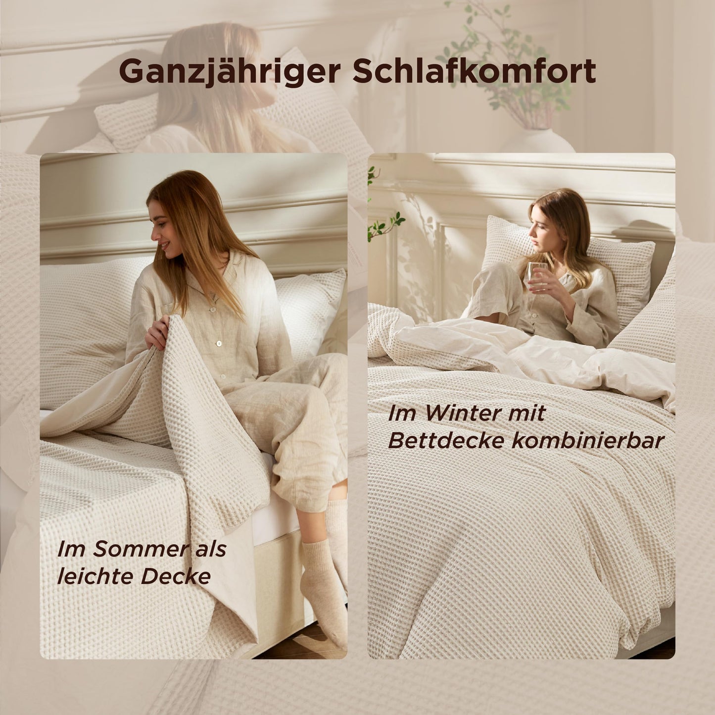Bettwäsche aus Baumwolle mit Waffelstruktur