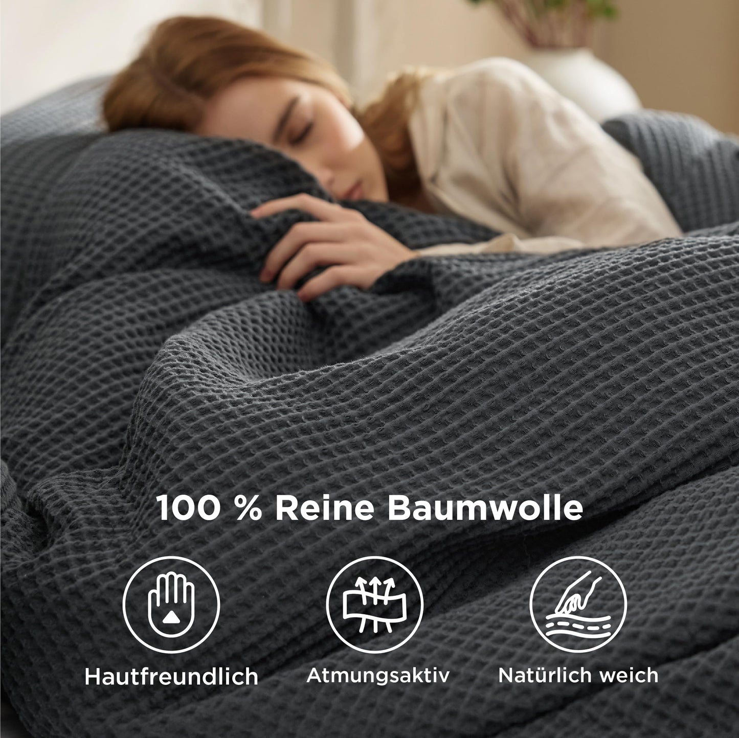 Bettwäsche aus Baumwolle mit Waffelstruktur